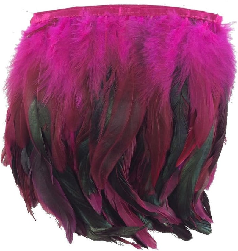 Sowder Rooster Hackle Feather Fringe Trim 5-7" in Width Pack of 5 Yards(Fuchsia) - Image 2